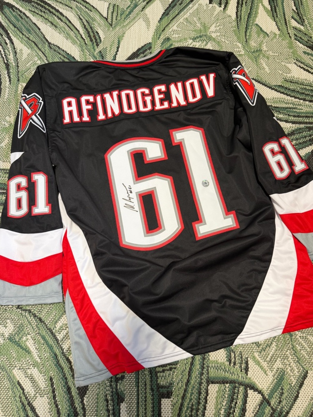 Maxim Afinogenov Buffalo Sabres #61 Black Red White Hockey Jersey (Signed) XL